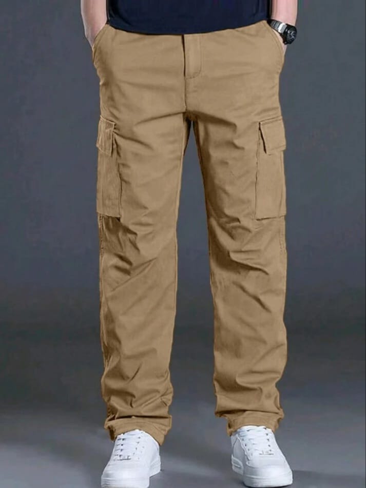 REALX Men's Multi-Pocket Solid Casual Hiking Cargo Pants